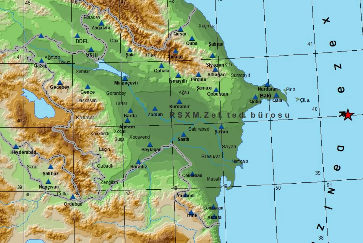 В Каспийском море произошло землетрясение магнитудой 4,3