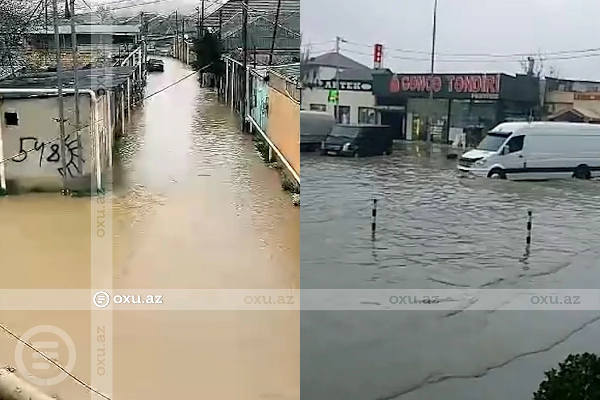 В Баку и на Абшероне из-за дождя затопило улицы